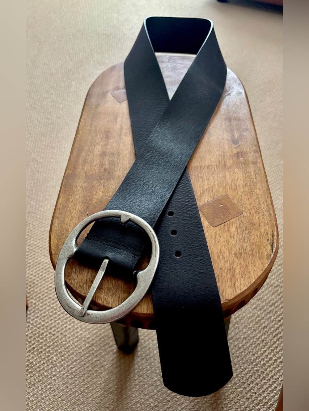 Free People - We The Free -Black Brando Leather Hip Belt - size M/L - Picture 10 of 12